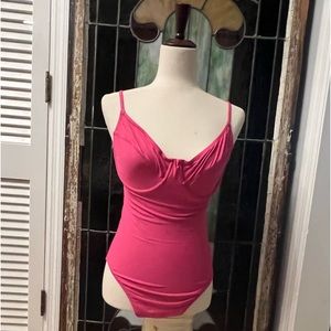 Hot Pink Classic J.Crew Underwire 90s style tank swimsuit 12 worn once